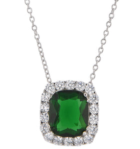 Lab Created Emerald and CZ Luxury Pendant