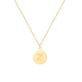 18K Gold Initial 12mm Coin Pendant Necklace