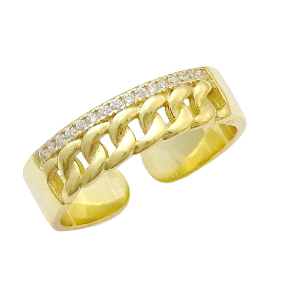 18K Gold Plated Braided Adjustable CZ Ring