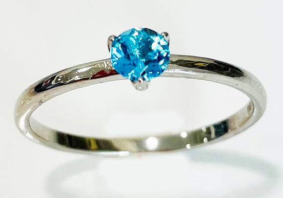 Sterling Silver Genuine Blue Topaz Martini Stacking Ring