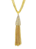 18K Long 32" Multi Chain Crystal Tassel Necklace